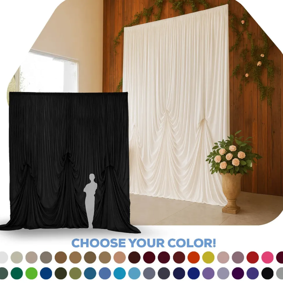 14'H x 12'W Panne Velvet Dramatic Drape Pre Sewn Backdrop Kit - Select your Color