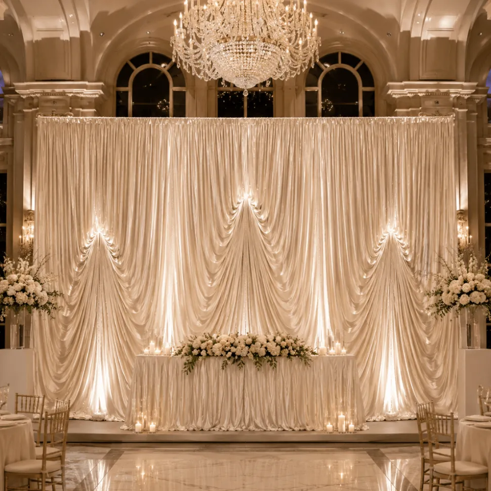 14'H x 12'W Panne Velvet Dramatic Drape Pre Sewn Backdrop Kit - Select your Color