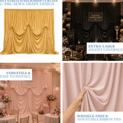 10'H x 12'W Poly Stretch Dramatic Drape Pre Sewn Backdrop Kit - Select your Color