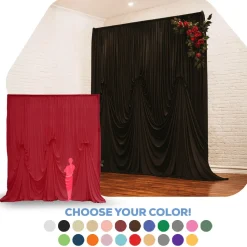 14'H x 12'W Poly Stretch Dramatic Drape Pre Sewn Backdrop Kit - Select your Color