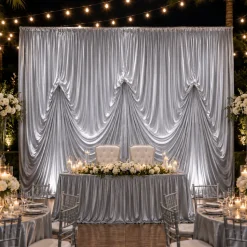14'H x 12'W Poly Stretch Dramatic Drape Pre Sewn Backdrop Kit - Select your Color