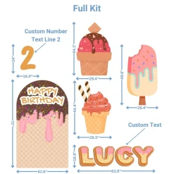 Ice Cream Party 1 Foam Core Birthday Backdrop Kit by PopScene™