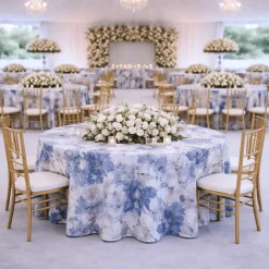 Indigo Florence Jacquard Tablecloth - Multiple Size Options