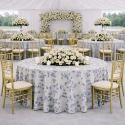 Indigo Portofino Jacquard Tablecloth - Multiple Size Options