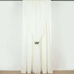 Ivory Double Sheer Backdrop Drape – 10ft Height x 10ft Wide Chiffon & Polyester Dual Layer Event Divider Curtain with Rod Pockets