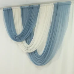 Ivory Sheer Chiffon Valance Curtain – Curved Backdrop Swag Topper with Rod Pocket (4ft Wide x 4ft, 5ft, 6ft Height Options)