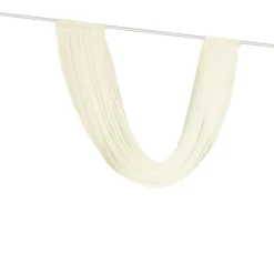 Ivory Sheer Chiffon Valance Curtain – Curved Backdrop Swag Topper with Rod Pocket (4ft Wide x 4ft, 5ft, 6ft Height Options)