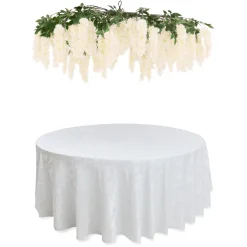 Ivory Wisteria Hanging Floral Chandelier w/ Green Leaves | ModTree™ Collection
