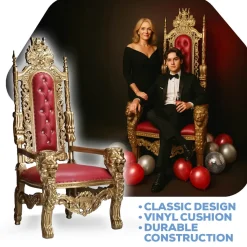 King Throne Chair - Gold/Red Frame