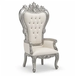 King Thronet Chair - White Vinyl/Silver Frame