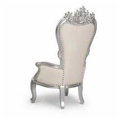 King Thronet Chair - White Vinyl/Silver Frame
