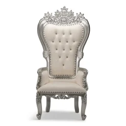 King Thronet Chair - White Vinyl/Silver Frame