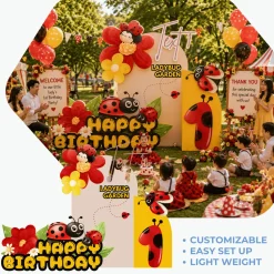 Ladybug Garden Foam Core Birthday Backdrop Kit by PopScene™