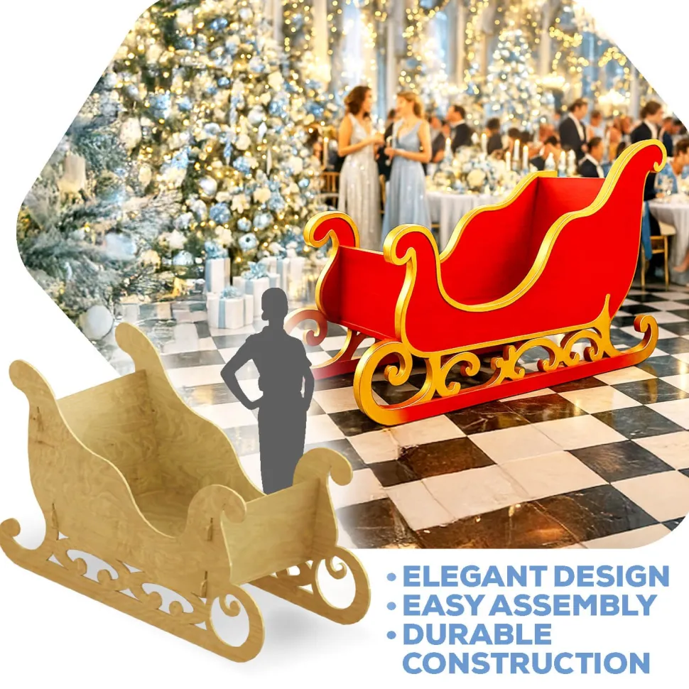 Large Collapsible 3D Christmas Sleigh