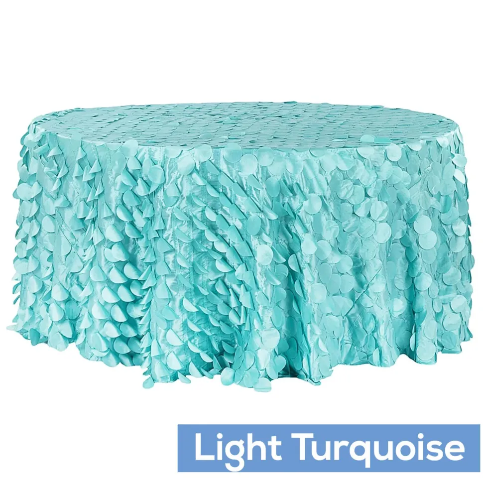 Large Petal Gatsby Circle - Round Tablecloth - 120" - Light Turquoise