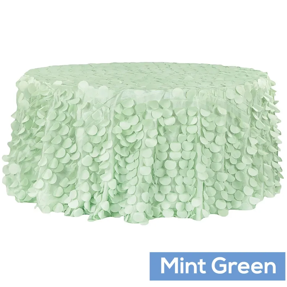 Large Petal Gatsby Circle - Round Tablecloth - 120" - Mint Green