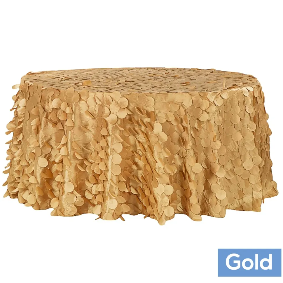 Large Petal Gatsby Circle - Round Tablecloth - 120" - Gold