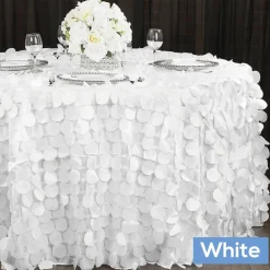 Large Petal Gatsby Circle - Round Tablecloth - 132" - White