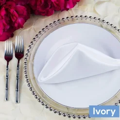 Large Petal Gatsby Circle - Round Tablecloth - 132" - Ivory