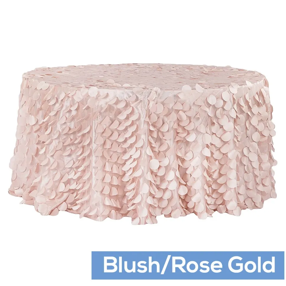 Large Petal Gatsby Circle - Round Tablecloth - 132" - Blush/Rose Gold