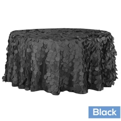 Large Petal Gatsby Circle - Round Tablecloth - 132" - Black