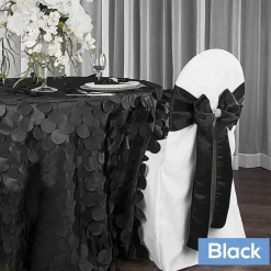 Large Petal Gatsby Circle - Round Tablecloth - 132" - Black