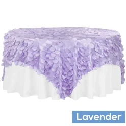 Large Petal Gatsby Circle - Square Table Overlay / Tablecloth - 90" x 90" - Lavender