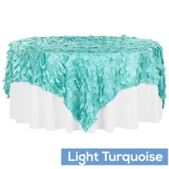 Large Petal Gatsby Circle - Square Table Overlay / Tablecloth - 90" x 90" - Light Turquoise