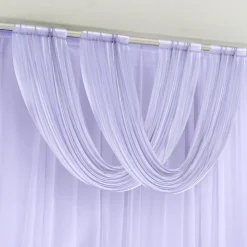Lavender Lilac Sheer Chiffon Valance Curtain – Curved Backdrop Swag Topper with Rod Pocket (4ft Wide x 4ft, 5ft, 6ft Height Options)