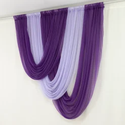Lavender Lilac Sheer Chiffon Valance Curtain – Curved Backdrop Swag Topper with Rod Pocket (4ft Wide x 4ft, 5ft, 6ft Height Options)