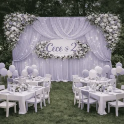 Lavender Lilac Sheer Chiffon Valance Curtain – Curved Backdrop Swag Topper with Rod Pocket (4ft Wide x 4ft, 5ft, 6ft Height Options)