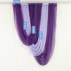 Lavender Lilac Sheer Chiffon Valance Curtain – Curved Backdrop Swag Topper with Rod Pocket (4ft Wide x 4ft, 5ft, 6ft Height Options)
