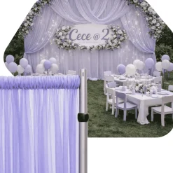 Lavender Lilac Sheer Chiffon Valance Curtain – Curved Backdrop Swag Topper with Rod Pocket (4ft Wide x 4ft, 5ft, 6ft Height Options)