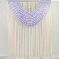 Lavender Lilac Sheer Chiffon Valance Curtain – Curved Backdrop Swag Topper with Rod Pocket (4ft Wide x 4ft, 5ft, 6ft Height Options)