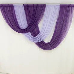 Lavender Lilac Sheer Chiffon Valance Curtain – Curved Backdrop Swag Topper with Rod Pocket (4ft Wide x 4ft, 5ft, 6ft Height Options)