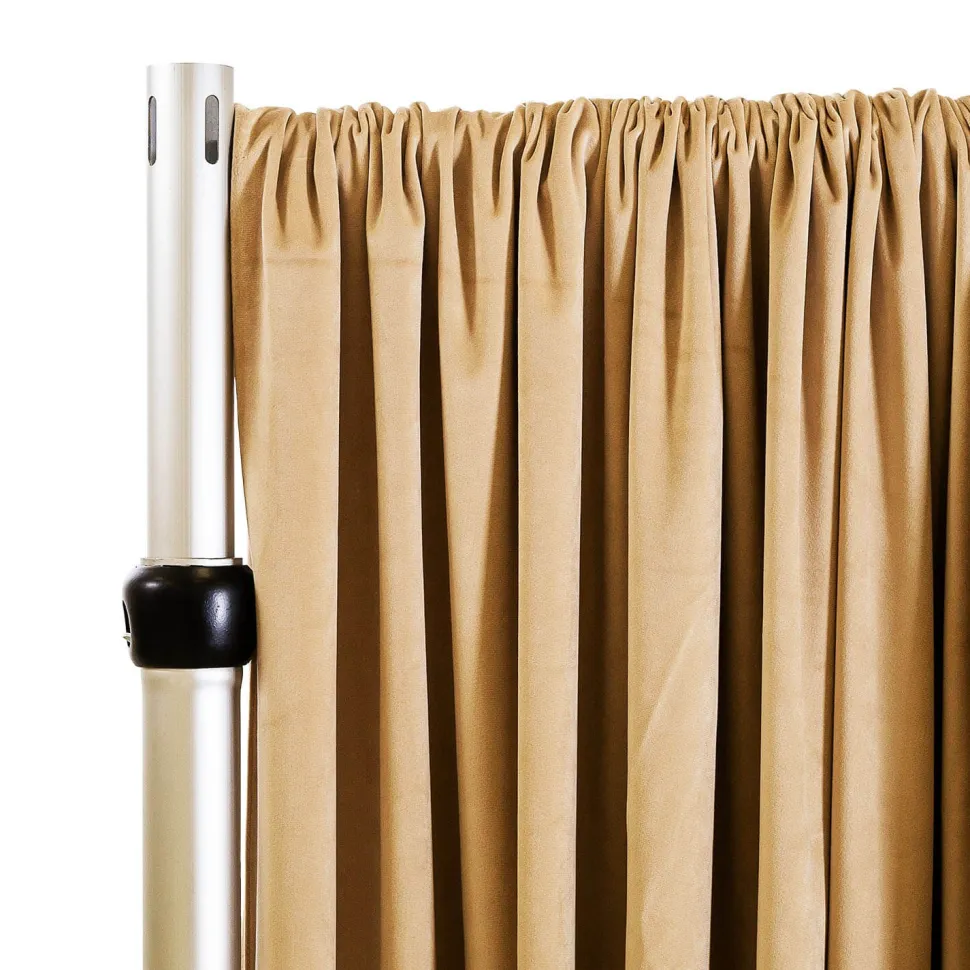 Lavish Velvet Wide Width Drape w/ Sewn Rod Pocket - Latte