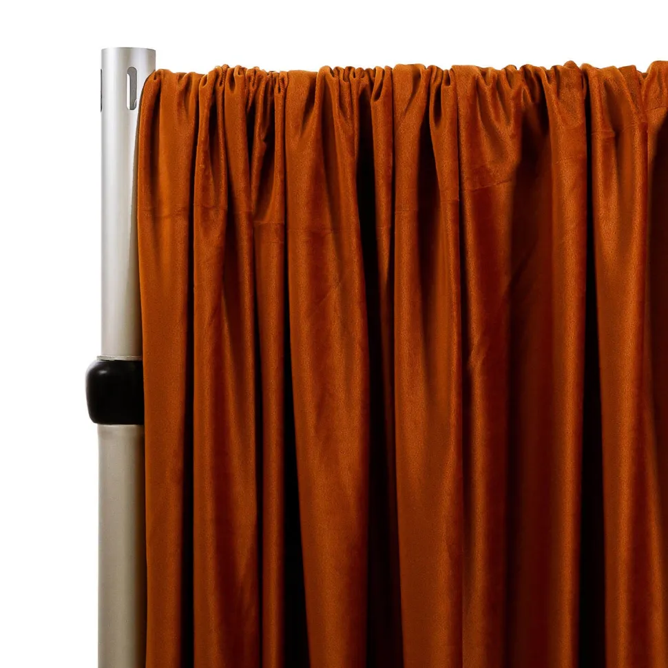 Lavish Velvet Wide Width Drape w/ Sewn Rod Pocket - Brick