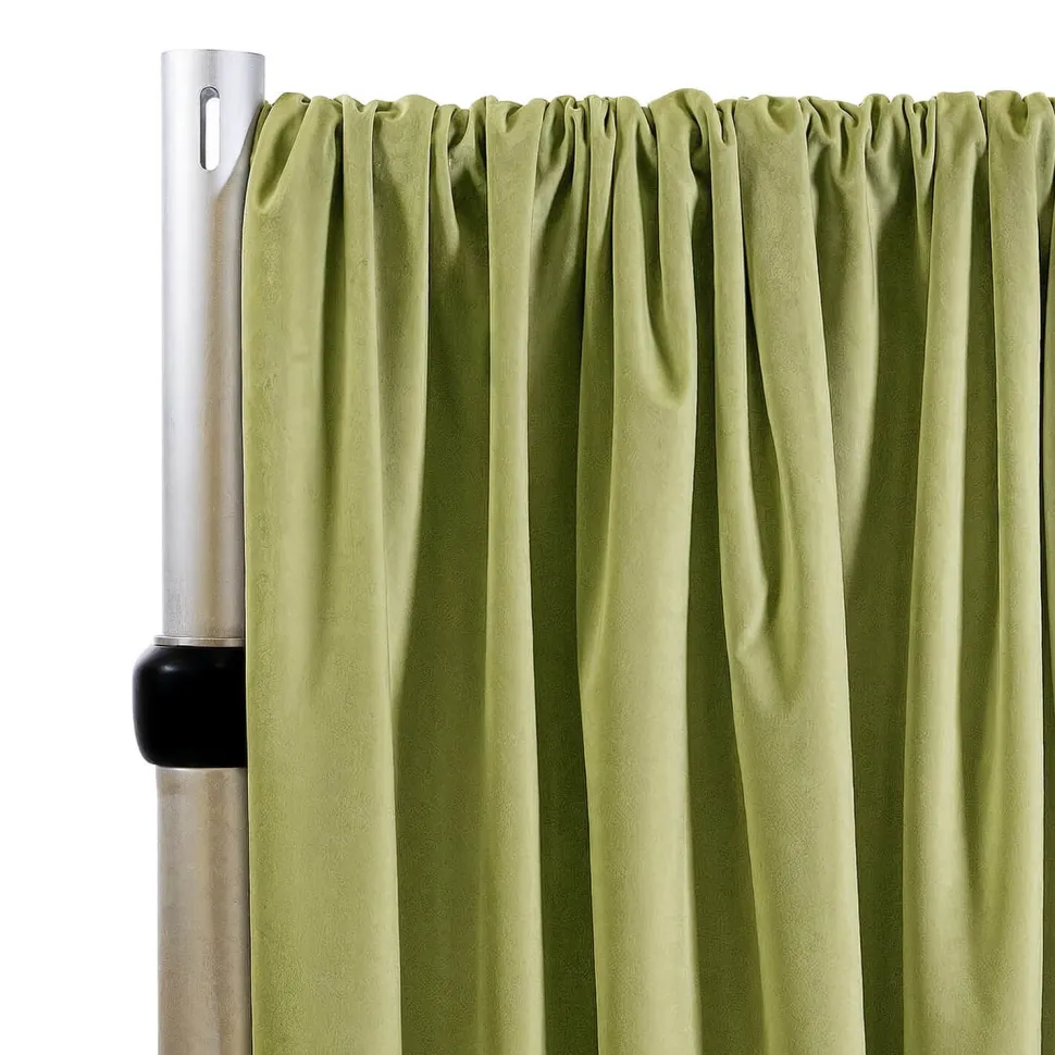 Lavish Velvet Wide Width Drape w/ Sewn Rod Pocket - Sage
