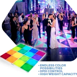LED DMX Dance Floor - Improved! Flight Cases Included - 6.6ft x 9.9ft