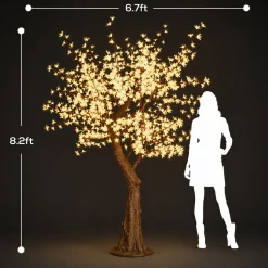 Lighted Cherry Blossom LED Tree - AC Adapter - 960 LEDs - Warm White- 8FT Tall