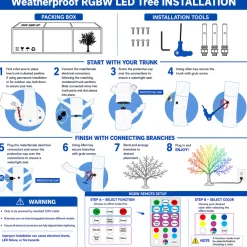 Lighted Cherry Blossom LED Tree - AC Adapter - 1000 LEDs - RGBW w/ Remote & Many Functions! - 8FT Tall