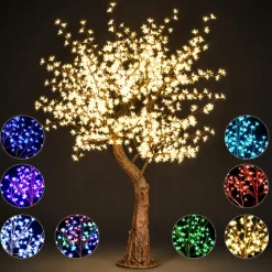 Lighted Cherry Blossom LED Tree - AC Adapter - 1000 LEDs - RGBW w/ Remote & Many Functions! - 8FT Tall