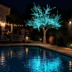 Lighted Cherry Blossom LED Tree - AC Adapter - 2400 LEDs - RGBW w/ Remote & Many Functions! - 10FT Tall