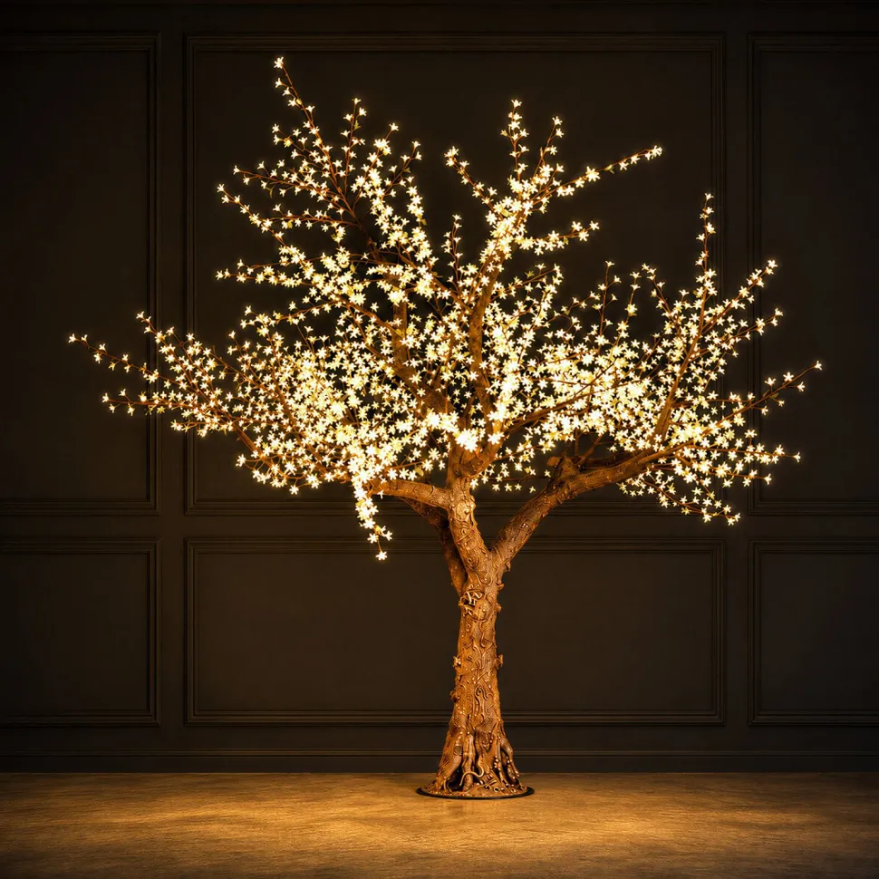 Lighted Cherry Tree - AC Adapter - 2400 LEDs - Warm White - 10FT Tall