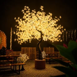 Lighted Ginkgo LED Tree - AC Adapter - 1632 LEDs - Warm White - 9FT Tall