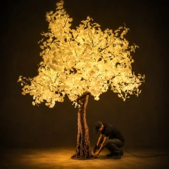Lighted Ginkgo LED Tree - AC Adapter - 1632 LEDs - Warm White - 9FT Tall