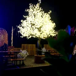 Lighted Ginkgo LED Tree - AC Adapter - 1632 LEDs - RGBW w/ Remote & Many Functions! - 9FT Tall