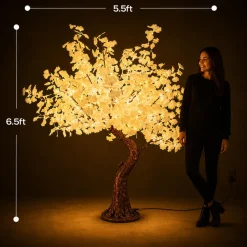 Lighted Grand Centerpiece or Floor Ginkgo LED Tree - AC Adapter - 700 LEDs - RGBW w/ Remote & Many Functions! - 6.5FT Tall