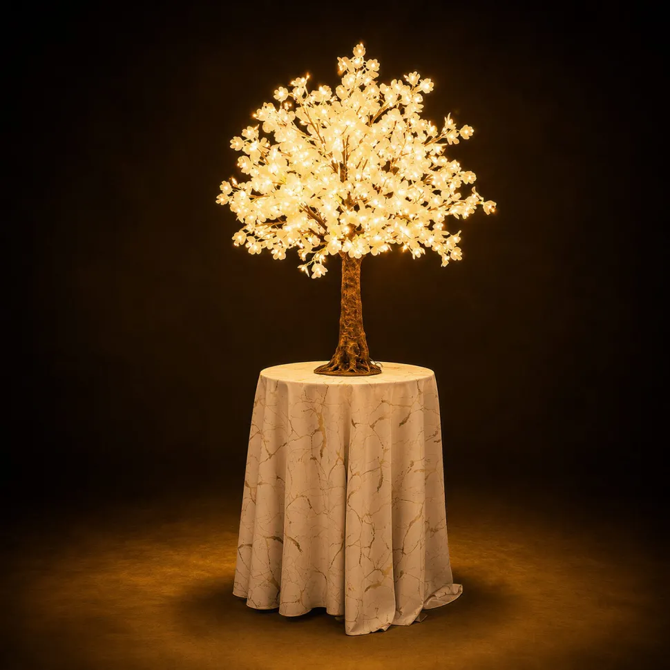 Lighted Grand Centerpiece or Floor Ginkgo LED Tree - AC Adapter - 480 LEDs - Warm White - 5FT Tall