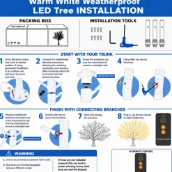 Lighted Grand Centerpiece or Floor Ginkgo LED Tree - AC Adapter - 672 LEDs - Warm White- 6.5FT Tall